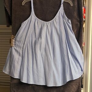 Tommy Bahama Blue and White Striped Flowy Spaghetti Strap Tank